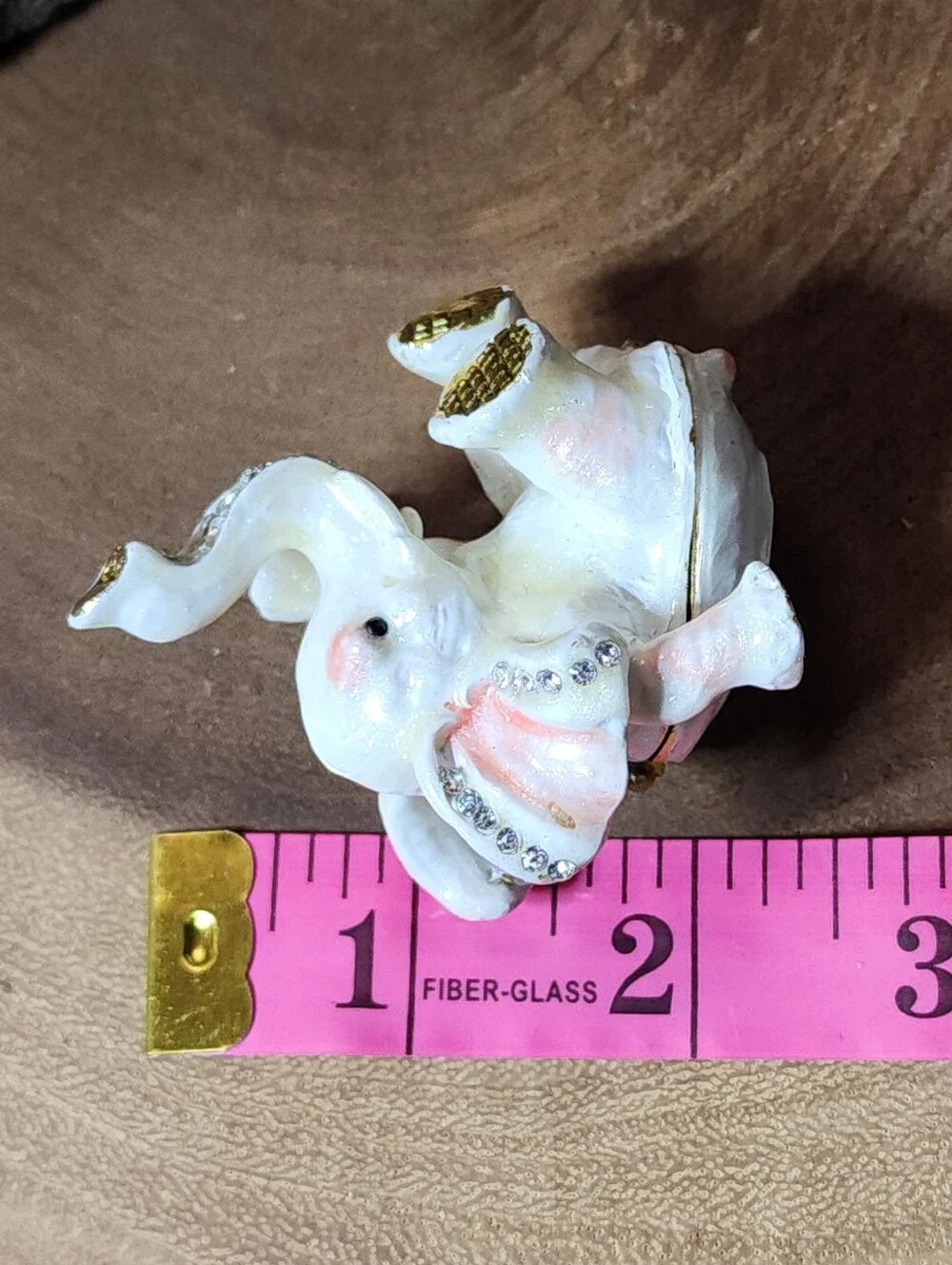 Dainty Little Elephant Trinket Box Jewelry Box with Gold And Rhinestone Accents